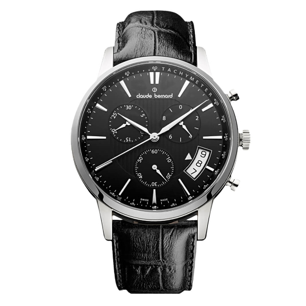 Мужские часы CLAUDE BERNARD 01002 3 NIN классические, круглые, черные и гарантией 24 месяца