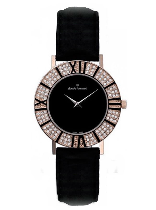 Женские часы CLAUDE BERNARD 20072-37RPB NAN fashion, круглые, металлик с камнями и гарантией 24 месяца