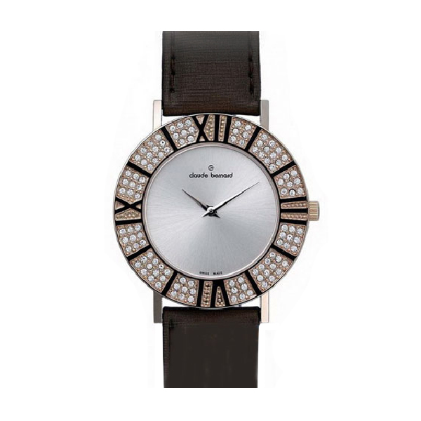 Часы женские Claude Bernard 20073-37RPB NA fashion, круглые, металлик с камнями и гарантией 24 месяц