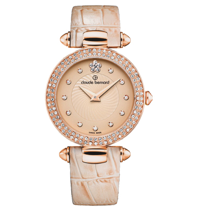 Женские часы CLAUDE BERNARD 20504 37RP BEIR2 классические, круглые, золото с камнями и гарантией 24 