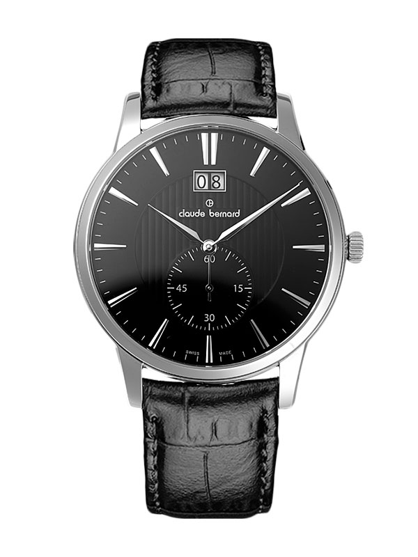 Мужские часы CLAUDE BERNARD 64005 3 NIN классические, круглые, черные и гарантией 24 месяца