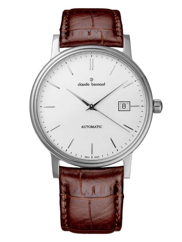 Мужские часы CLAUDE BERNARD 80084 3 AIN классические, круглые, белые и гарантией 24 месяца