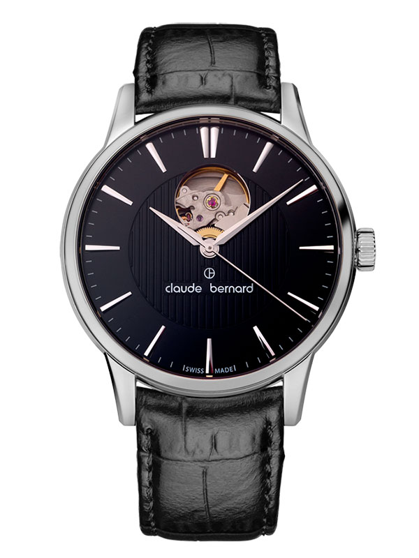 Мужские часы CLAUDE BERNARD 85017 3 NIN классические, круглые, черные и гарантией 24 месяца