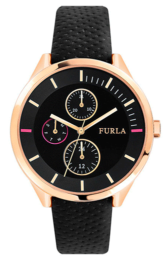 Женские часы FURLA  классические, круглые, черные и гарантией 24 месяца