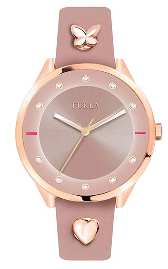 Женские часы FURLA R4251102541 классические, круглые, розовые и гарантией 24 месяца