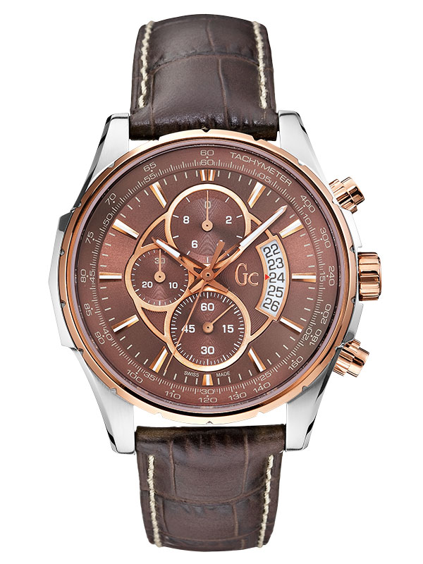 Мужские часы GC X81002G4S спортивные, коричневые и гарантией 24 месяца