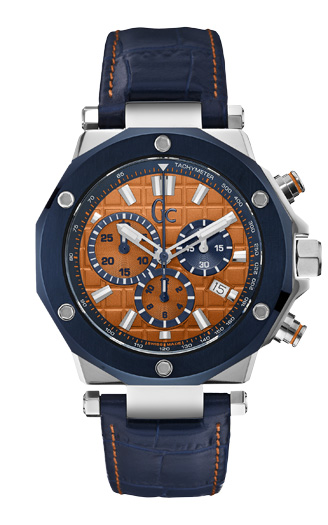 Мужские часы GC X72031G7S классические, оранжевые и гарантией 24 месяца