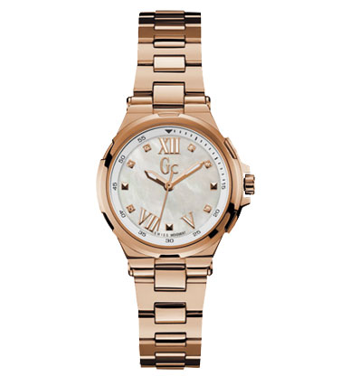 Женские часы GC Y33105L1 классические, круглые, белые и гарантией 24 месяца