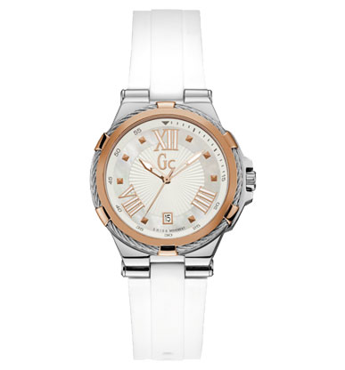 Женские часы GC Y34002L1 спортивные, круглые, белые и гарантией 24 месяца