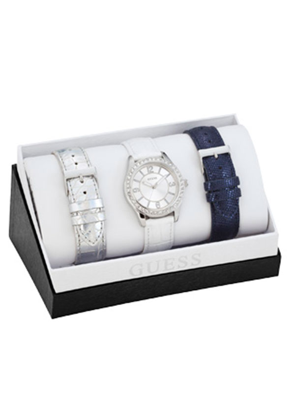 Женские часы GUESS W0351L1 fashion, круглые, белые с камнями и гарантией 24 месяца