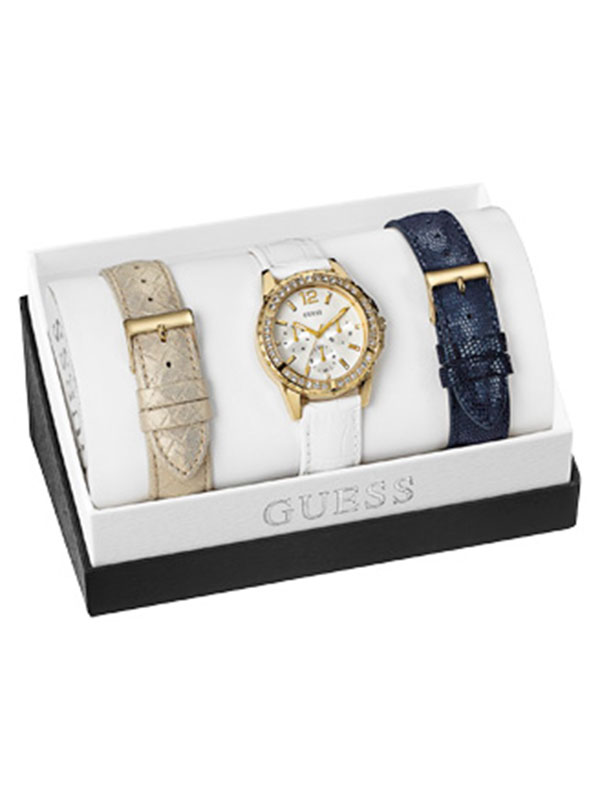 Женские часы GUESS W0656L1 fashion, круглые, белые с камнями и гарантией 24 месяца