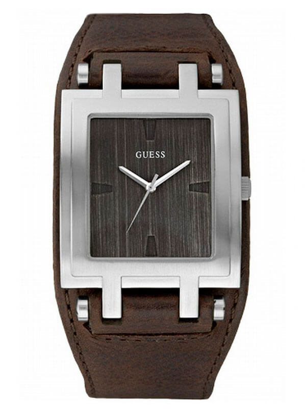 Мужские часы Guess I75540G1 классические, прямоугольные, коричневые и гарантией 24 месяца