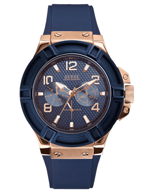 Мужские часы Guess W0247G3 спортивные, круглые, синий и гарантией 24 месяца