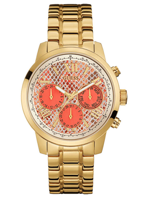 Женские часы GUESS W0330L11 fashion, круглые, золото и гарантией 24 месяца