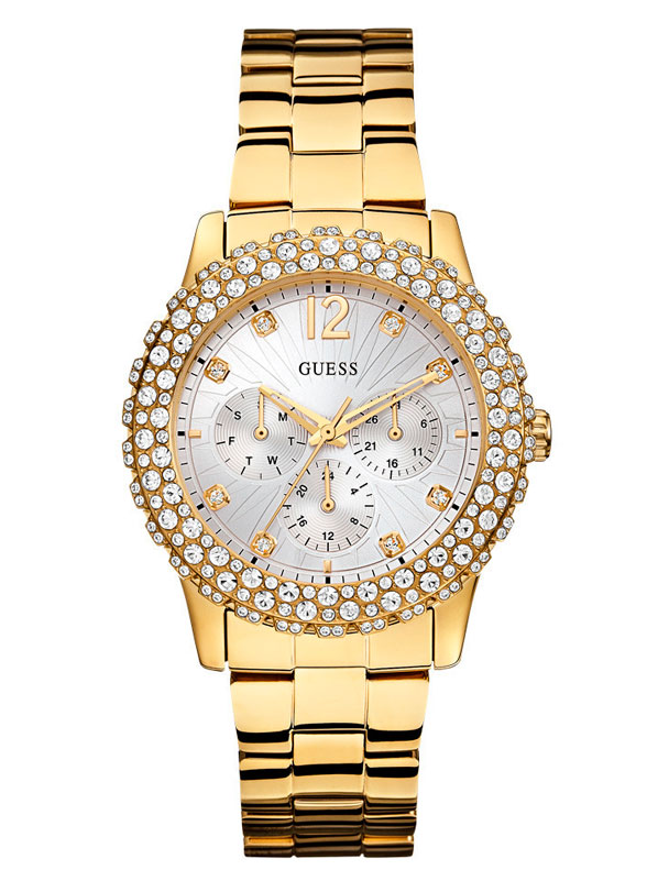  Годинник жіночий GUESS W0335L2  fashion, круглий, білий з камінням та гарантією 24 місяці