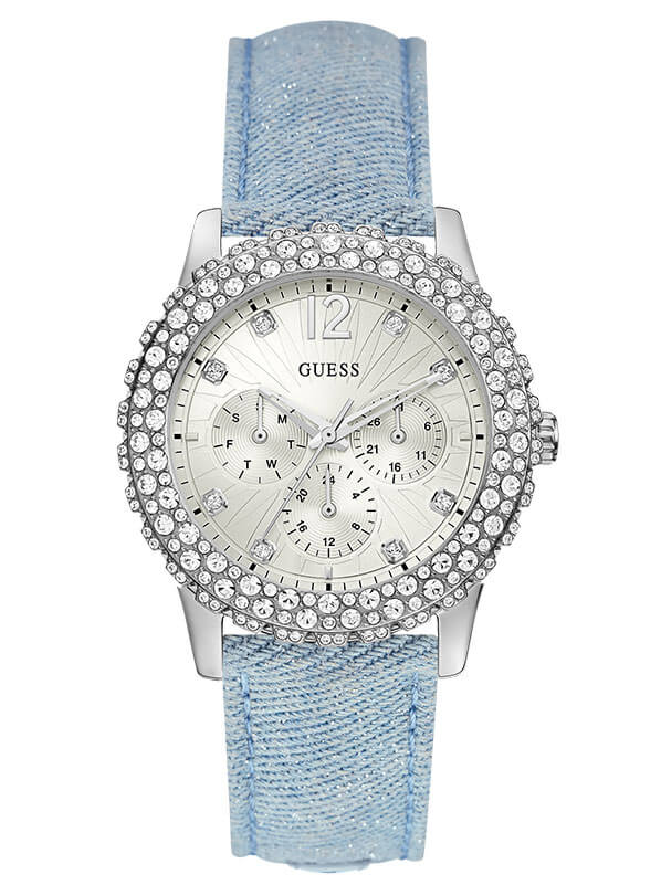 Женские часы GUESS W0336L7 fashion, круглые, металлик с камнями и гарантией 24 месяца