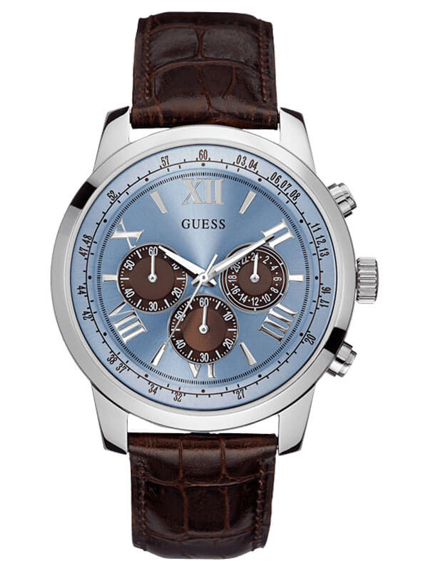 Часы мужские GUESS W0380G6 спортивные, круглые, голубой и гарантией 24 месяца