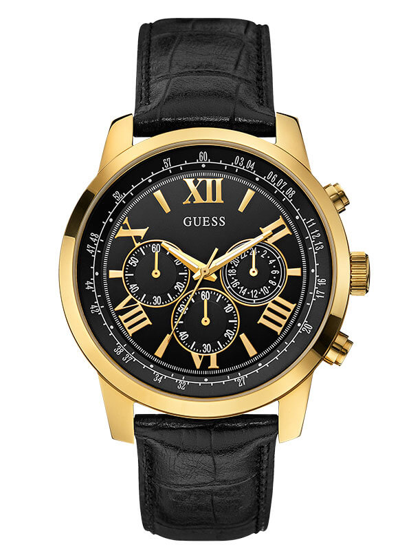 Мужские часы GUESS W0380G7 классические, круглые, черные и гарантией 24 месяца
