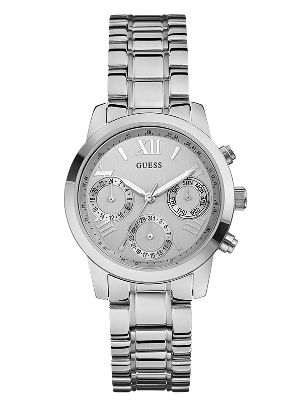 Женские часы GUESS W0448L1 классические, круглые, металлик и гарантией 24 месяца