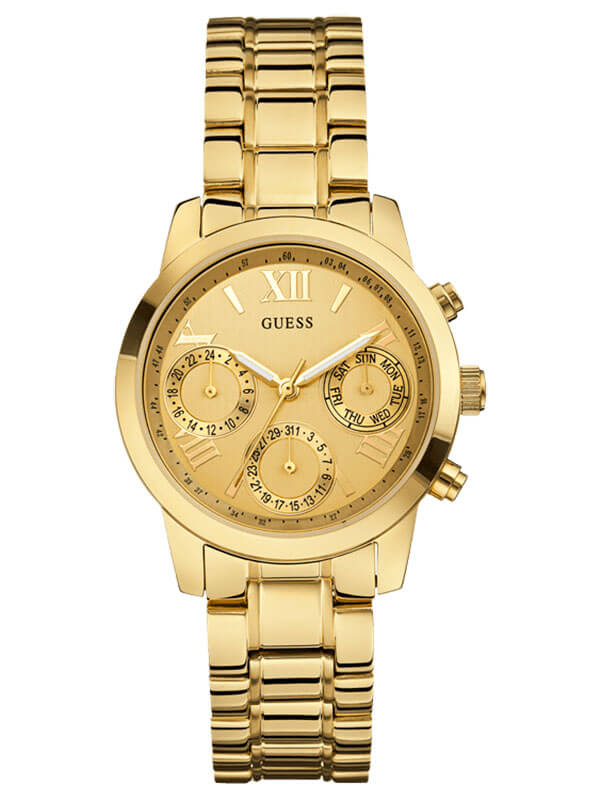 Женские часы GUESS W0448L2 спортивные, круглые, золото и гарантией 24 месяца