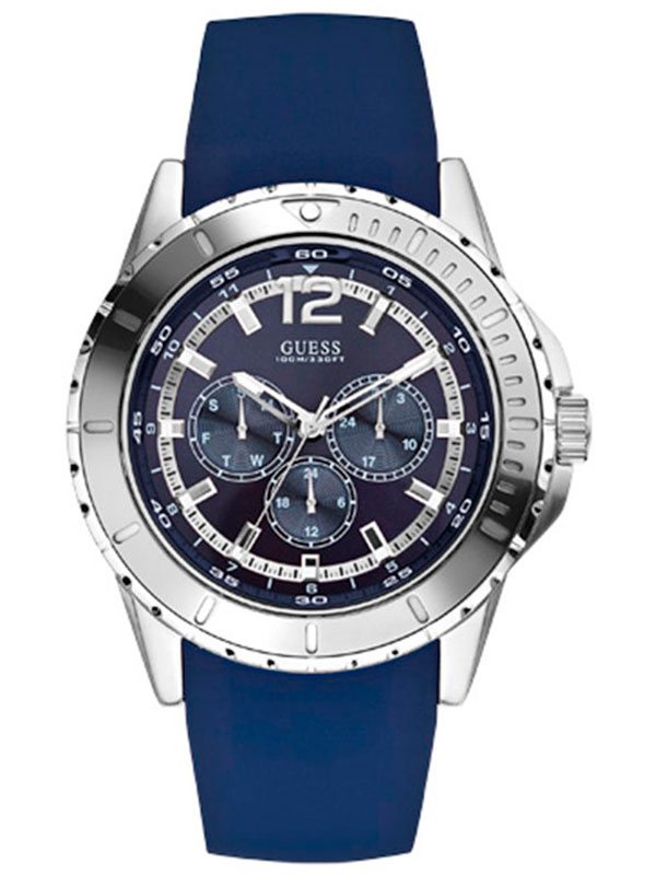 Мужские часы GUESS W0485G3 спортивные, круглые, синий и гарантией 24 месяца