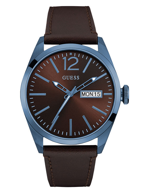 Мужские часы GUESS W0658G8 классические, круглые, коричневые и гарантией 24 месяца