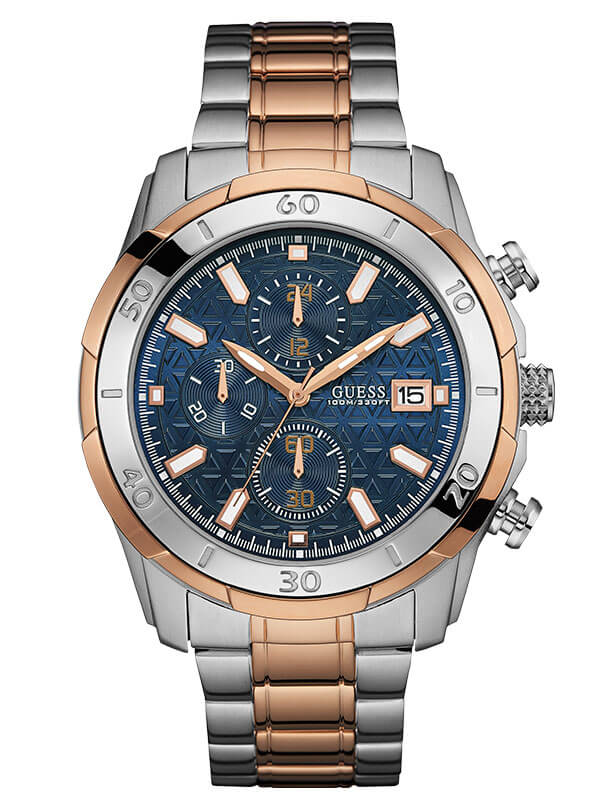 Мужские часы GUESS W0746G1 спортивные, круглые, синий и гарантией 24 месяца