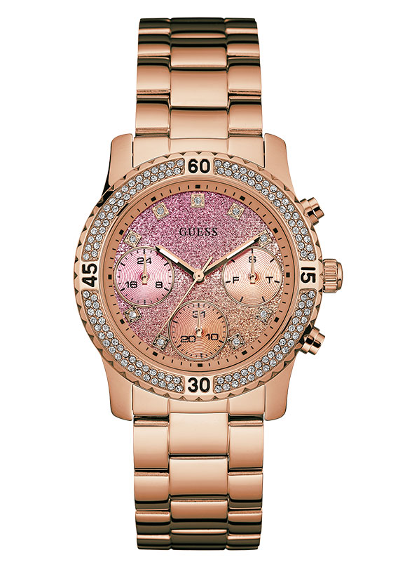 Женские часы GUESS W0774L3 fashion, круглые с камнями и гарантией 24 месяца