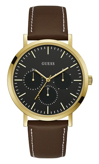 Годинник чоловічий GUESS W1044G1 класичний, круглий, коричневий та гарантією 24 місяці