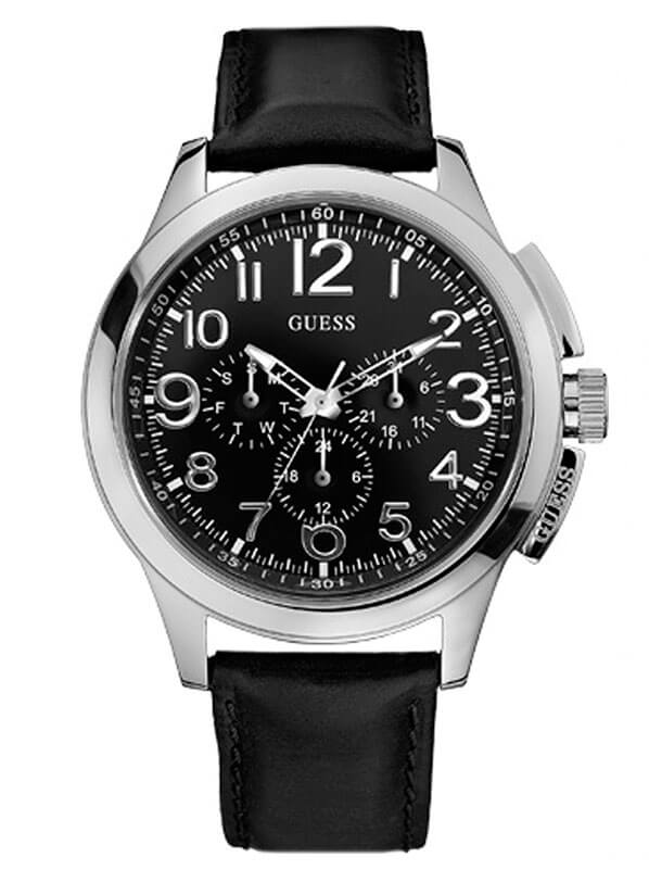 Часы мужские Guess W10562G3 классические, прямоугольные, черные и гарантией 24 месяца