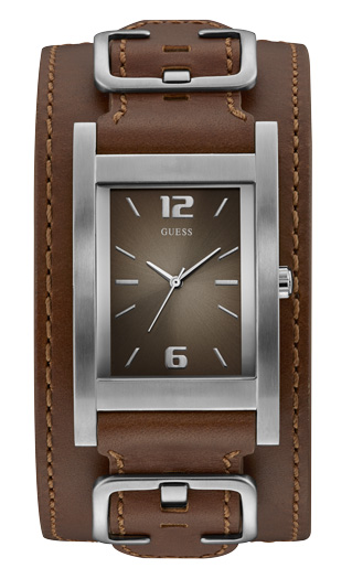 Мужские часы GUESS W1165G1 классические, прямоугольные, коричневые и гарантией 24 месяца
