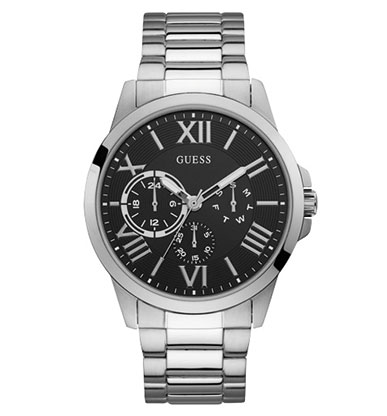 Мужские часы GUESS W1184G1 классические, круглые, черные и гарантией 24 месяца