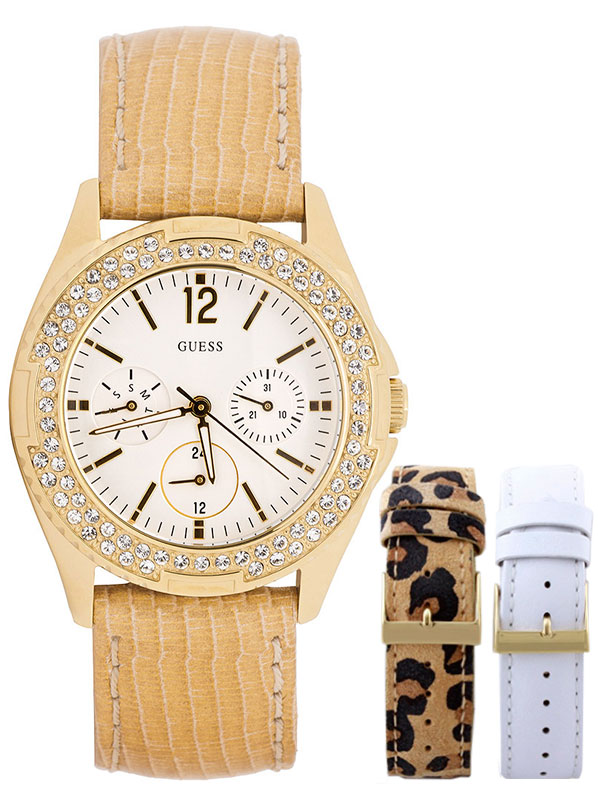 Женские часы Guess W16574L1 fashion, круглые, белые и гарантией 24 месяца