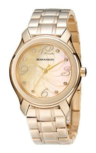 Женские часы Romanson RM3214LG GD классические, круглые, золото и гарантией 12 месяцев