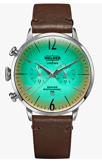 Годинник чоловічий WELDER WWRC302 класичний, круглий, зелені та гарантією 12 місяців