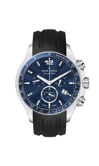 Мужские часы CLAUDE BERNARD 10207 3B BUIN спортивные, круглые, синий и гарантией 24 месяца