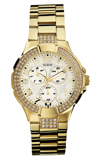 Женские часы GUESS I16540L1 fashion, круглые, белые с камнями и гарантией 24 месяца