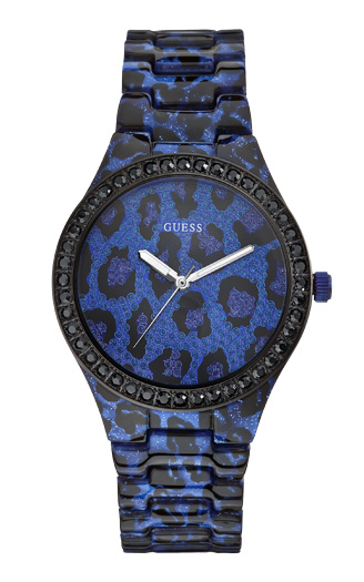 Годинник жіночий Guess W0015L3 fashion, круглий, синій з камінням та гарантією 24 місяці