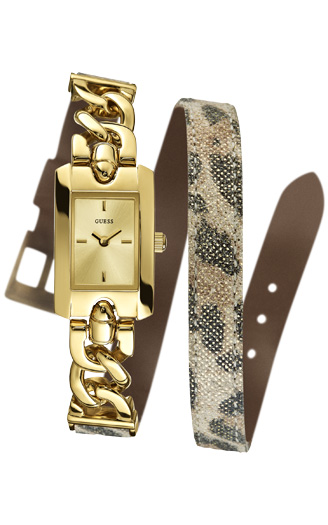 Часы женские Guess W0053L2 fashion, прямоугольные, золото и гарантией 24 месяца