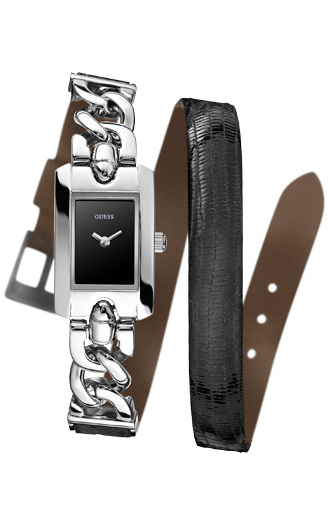 Женские часы Guess W0053L7 fashion, прямоугольные, черные и гарантией 24 месяца