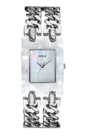 Часы женские Guess W0061L1 fashion, прямоугольные, перламутр и гарантией 24 месяца