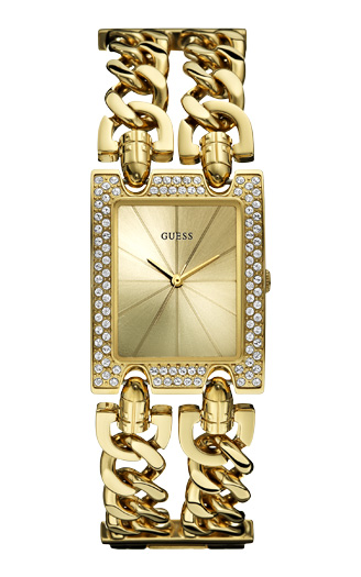 Женские часы Guess W0072L1 fashion, круглые, золото с камнями и гарантией 24 месяца