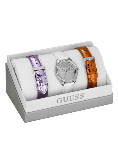 Годинник жіночий Guess W0201L1 fashion, круглий, металік з камінням та гарантією 24 місяці
