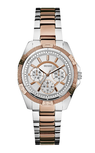 Женские часы Guess W0235L4 спортивные, круглые, металлик и гарантией 24 месяца