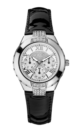 Женские часы Guess W10226L1 fashion, круглые, белые с камнями и гарантией 24 месяца