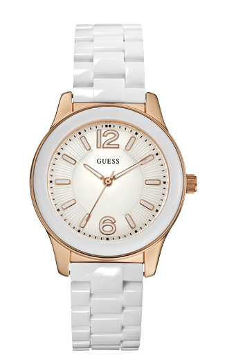 Женские часы Guess W10601L1 классические, круглые, белые и гарантией 24 месяца