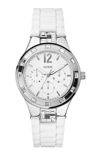 Годинник жіночий Guess W10615L1 спортивний, круглий, білий та гарантією 24 місяці