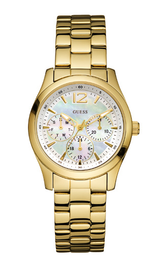 Женские часы Guess W12616L1 классические, круглые, перламутр и гарантией 24 месяца