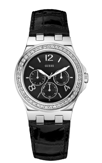 Женские часы Guess W13090L1 fashion, круглые, черные и гарантией 24 месяца