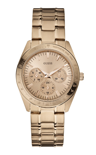 Женские часы Guess W13101L1 спортивные, круглые, золото и гарантией 24 месяца